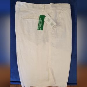 Brand New United Colors of Benetton Cream (off white) Linen Shorts for Men